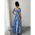 Women's summer printed bubble sleeve tie-front shirred waist maxi dress - perfect for vacation and date night
