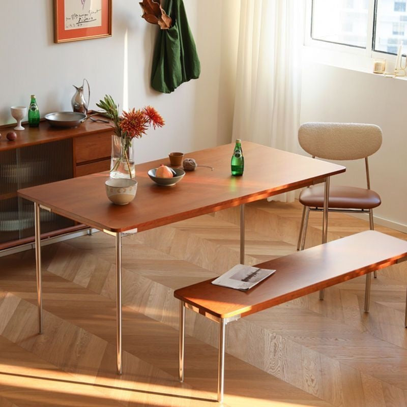 Solid pine wood dining table, vintage style, small apartment, nordic/japanese design, dining table and chairs for home use, rectangular table, mid-century modern dining table