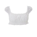 european and american women's clothing  summer new sexy square neck cropped slim-fit versatile flutter sleeve top