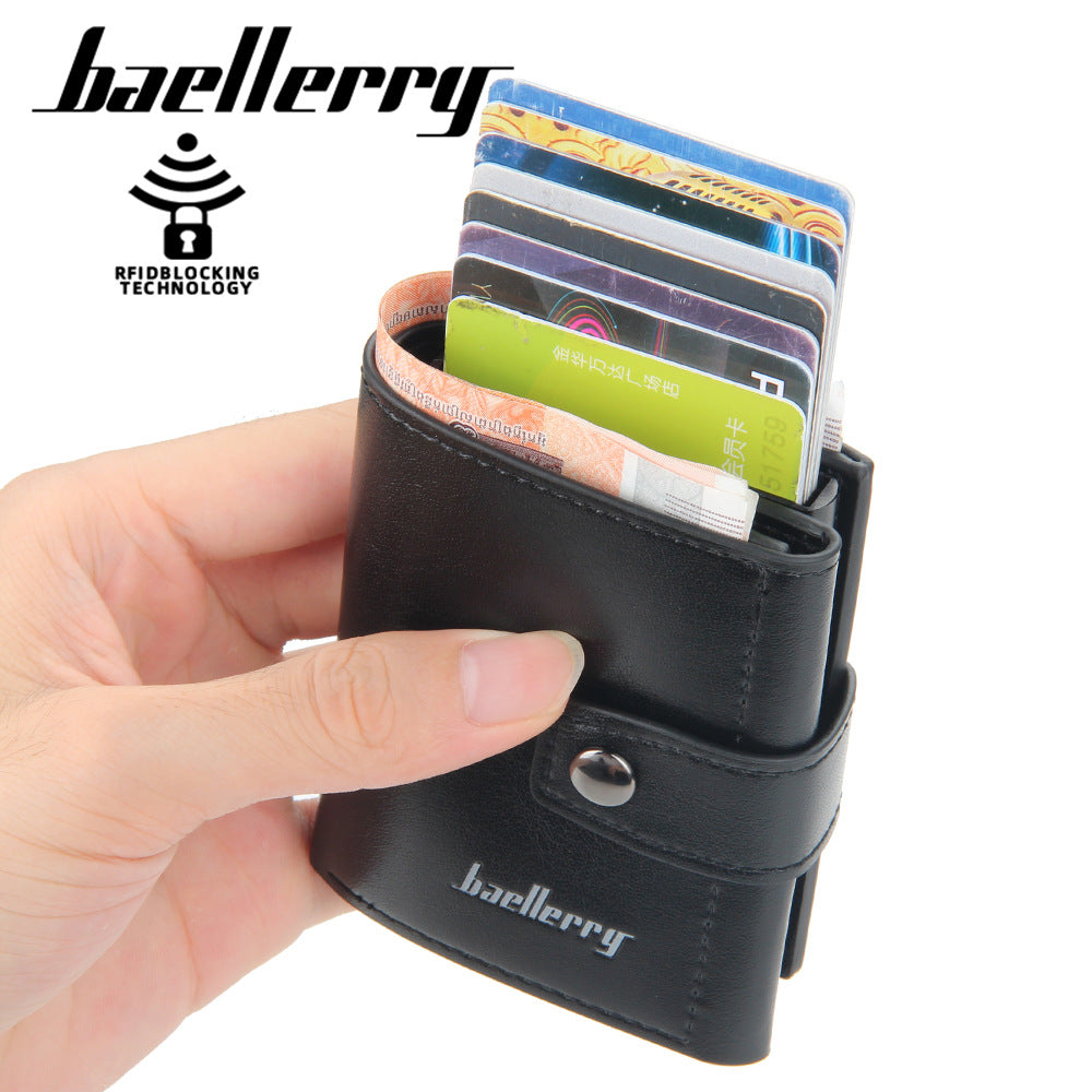 Men's card bag baellerry anti-degaussing aluminum box advanced sense multi-function card clip elastic card multi-card position card holder men
