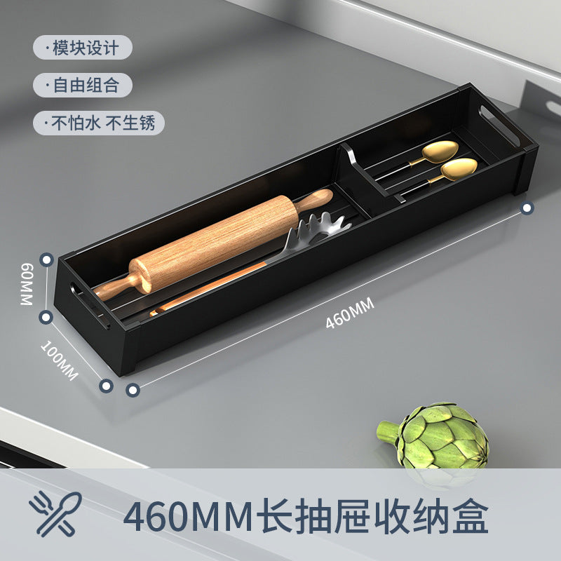 Kitchen drawer storage box partition tableware household finishing cabinet built-in grid knife fork chopsticks kitchen utensils rack