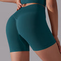 European and american high-waisted butt-lifting seamless quick-dry breathable yoga workout shorts for women - running, training, and fitness