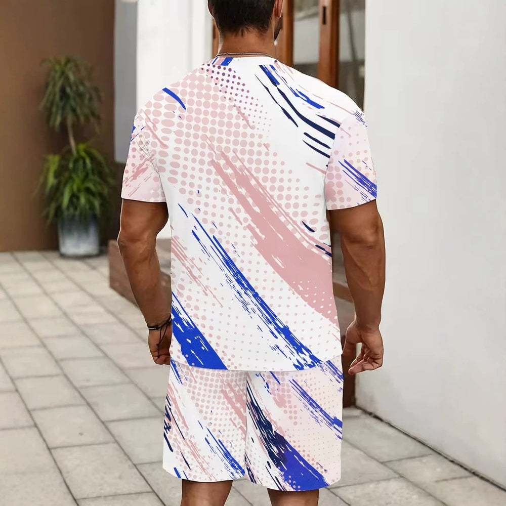 men's short-sleeve and shorts set, casual sportswear set, 3d printed cross-border hot seller, dropshipping available