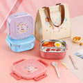 304 stainless steel lunch box - perfect for elementary school students, office workers, and kids! features compartments, ideal for cafeteria use, and a fun cartoon design