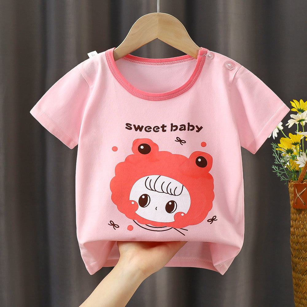 Kids' summer : pure cotton t-shirts for boys and girls - boys' tops, girls' crew neck short-sleeve tees, baby cartoon short-sleeves