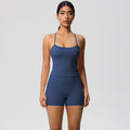 Cloud-feel, brushed, quick-dry yoga set: tank top with racerback, butt-lifting shorts, and pockets - perfect for running and fitness
