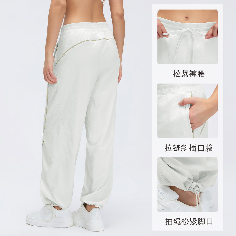 Spring/summer loose fit breathable athletic pants - mid-rise drawstring straight leg joggers - convertible style - lightweight casual pants d26019