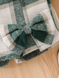 Fashion style spring & fall clothing cross-border girl's pit strip knitting bottom pullover shirt plaid skirt tweed style gridsuit