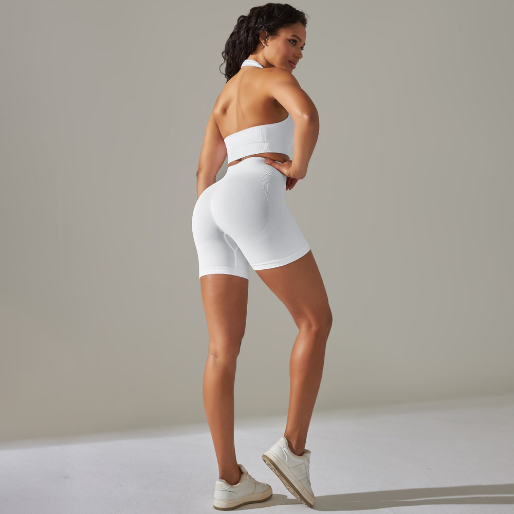 new arrival yoga wear seamless knitting peach butt high waist body shaping shorts fitness beautiful back sports bra suit