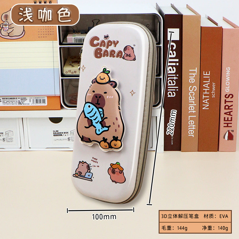 Kapibara ins wind niche pencil bag large capacity dirt-resistant primary school students high-value stationery box  stationery bag