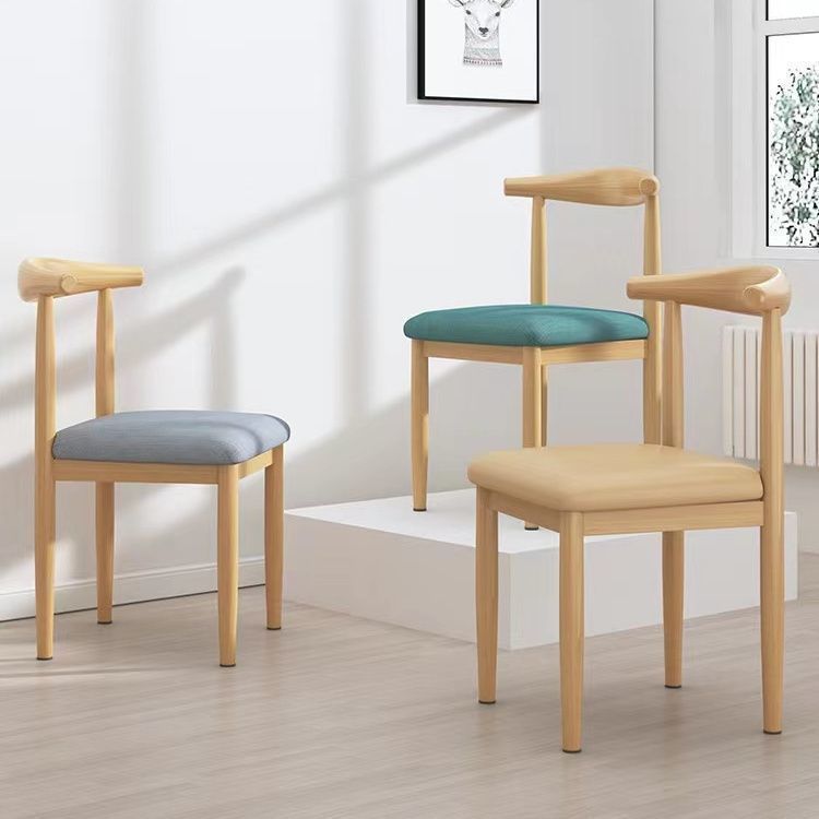 Dining chair for home dining table and chair scandinavian restaurant backrest stool modern rental house imitation solid wood iron horn chair