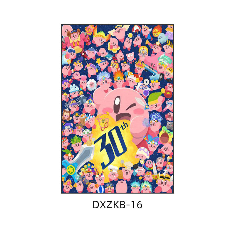 Star Kirby decorative painting pink girl bedroom children's room hanging painting cartoon animation cute princess bedside mural