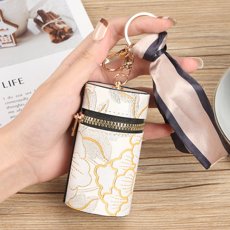 Manufacturer spot Guofeng fashion bag change bag small clear flower portable earphone port red envelope car key pendant