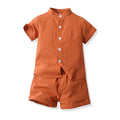 Boys' summer outfit set: new summer shirt from factory direct - stand collar, short sleeve - wholesale & customization available