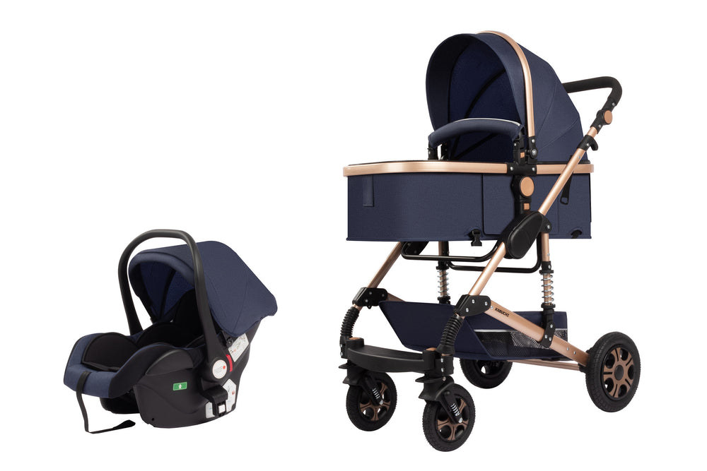 Baby stroller, 2-way high view, convertible (sitting/reclining), lightweight, foldable, shock-absorbing, newborn infant toddler pushchair