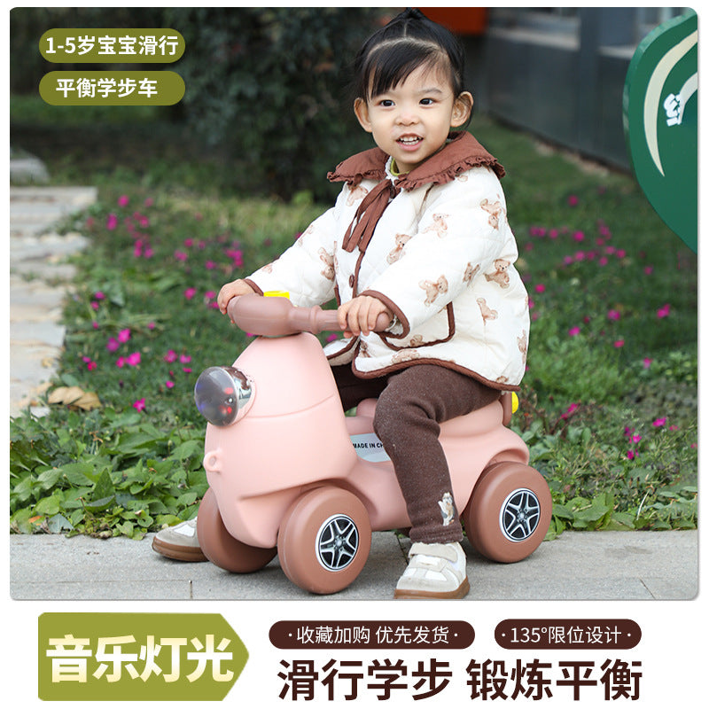 New children's scooter 1-6 years old music light four-wheel anti-rollover balance car baby birthday gift toy car