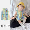 new summer sleeveless romper for boys and girls - lightweight casual dress with cartoon collar, cute vest bodysuit
