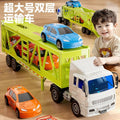 Kids double-layer fire flatbed transport truck large size resistant to falling engineering trailer container toy inertia car model boy