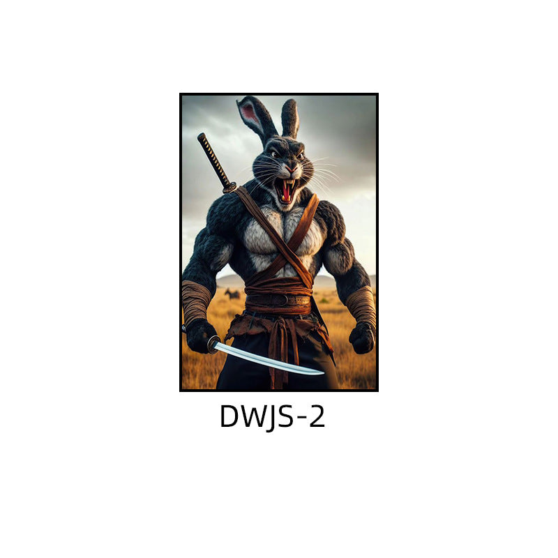 Gym decorative painting industrial style boxing hall hanging painting taekwondo martial arts hall fighting creative animal cartoon mural