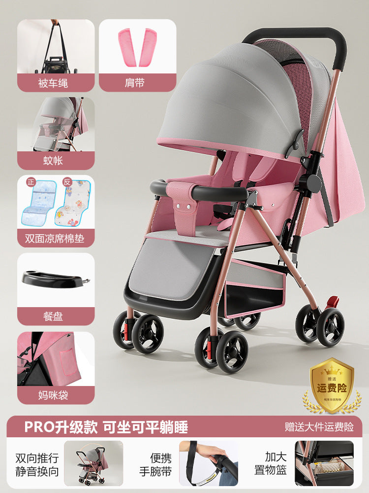 Baby stroller - convertible pushchair, lightweight & foldable, one-click fold, four-wheel design for easy walking, suitable for ages 0-3 years