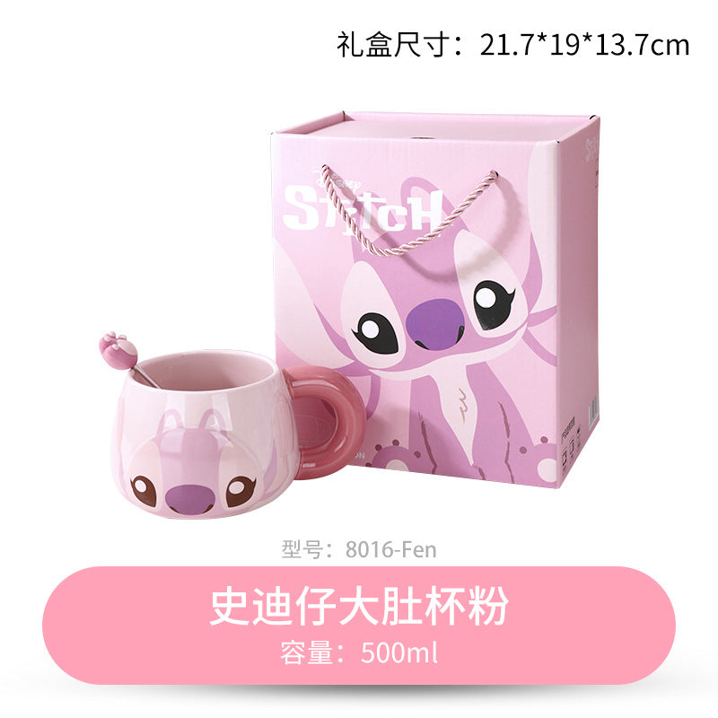 Ceramic cup gift box mug with lid with spoon coffee cup holiday gift box cartoon cup cute water cup