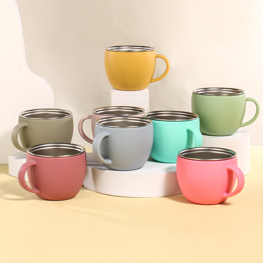 Children's stainless steel 304 silicone tableware set Baby feeding bib Wooden handle Fork spoon Plate bowl Cup 7-piece set