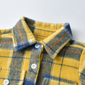 Boys' long-sleeve shirt - autumn collection, new export style, winter brushed fabric, children's clothing, spring/autumn mid-to-large size plaid shirt top