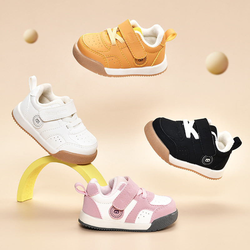 Toddler shoes for baby boys 0-1-3 years old, autumn/winter infant and toddler shoes, girls' shoes, soft sole functional fleece-lined thickened cotton shoes