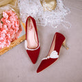 Pearl bridal high heels 2022 new pointed toe xiuhe dress wedding shoes for pregnant women, comfortable chinese style wedding shoes for women