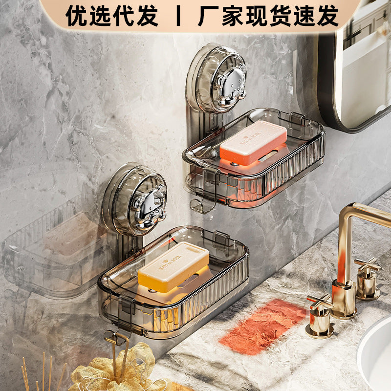 No punching in the bathroom, wall-mounted soap box in the bathroom, no water accumulation, household drain cartoon suction cup soap rack