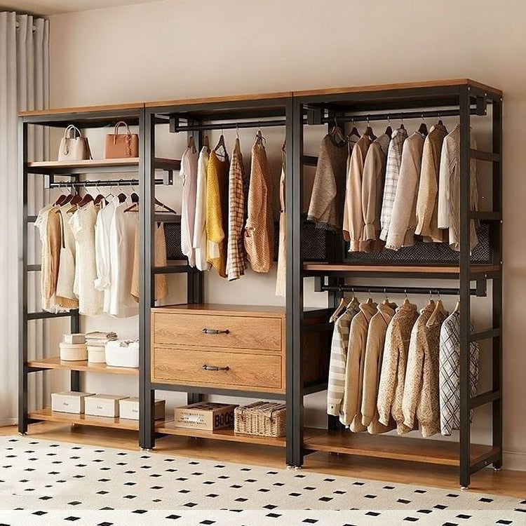 Open wardrobe for home bedroom walk-in closet shelf wardrobe floor-standing clothes rack design wardrobe rental wardrobe