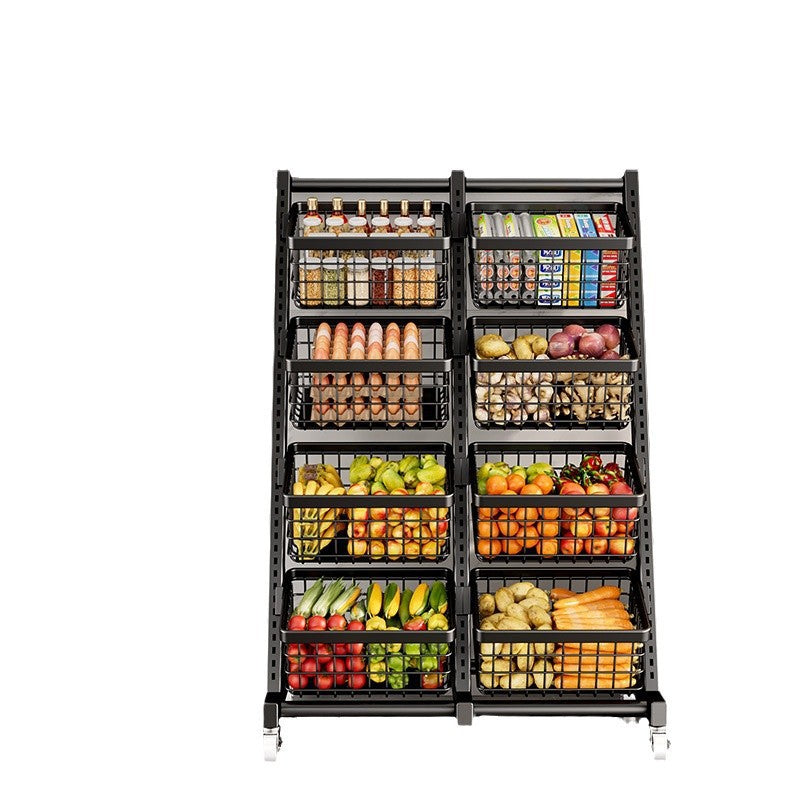 Kitchen storage rack Floor-to-ceiling multi-layer vegetable and fruit multi-functional vegetable basket Living room snack storage rack with wheels