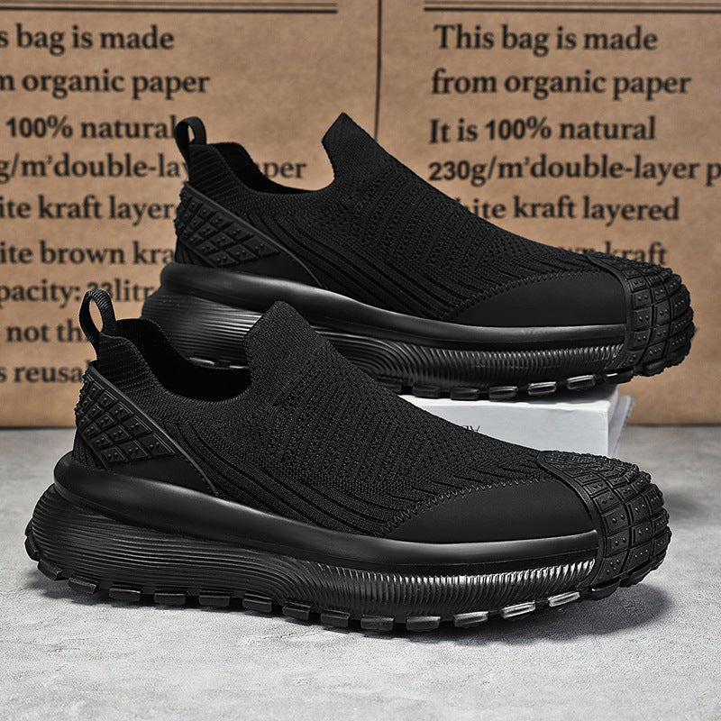 Men's shoes 2026 spring new slip-on men's shoes breathable thin mesh sock shoes tire thick sole casual sports
