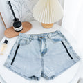 Xintang denim shorts women's summernew arrivalk-stylefashion washed blue gray three-quarter pants rolled feet silm shorts