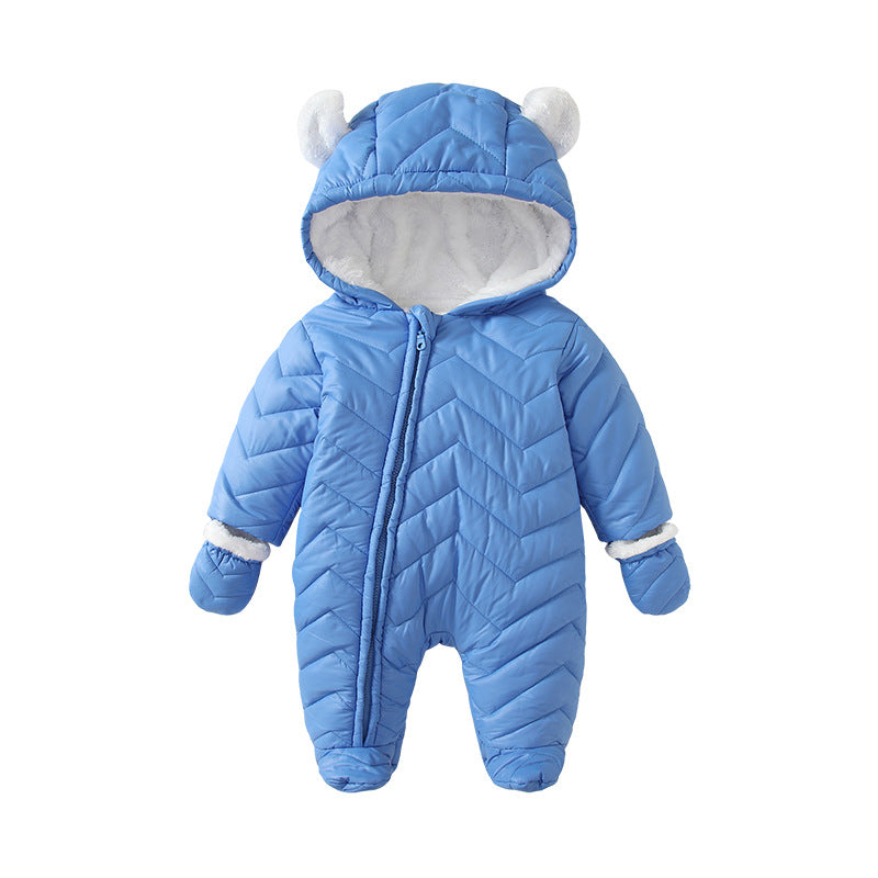 Baby clothes baby onesie winter outwear  bear men's and women's long romper baby clothes ins hooded