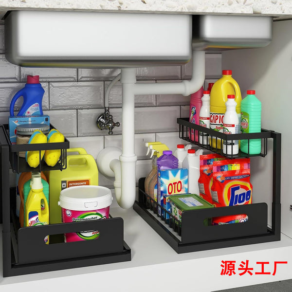 Spot Cross-border Kitchen Storage Shelf Under Sink Storage Pull-out Basket Multifunctional Kitchen Seasoning Rack Storage Rack