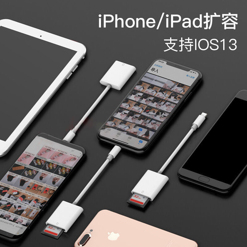 Applicable to apple lightning mobile phone sd card reader multi-function adapter otg camera memory card tf wholesale