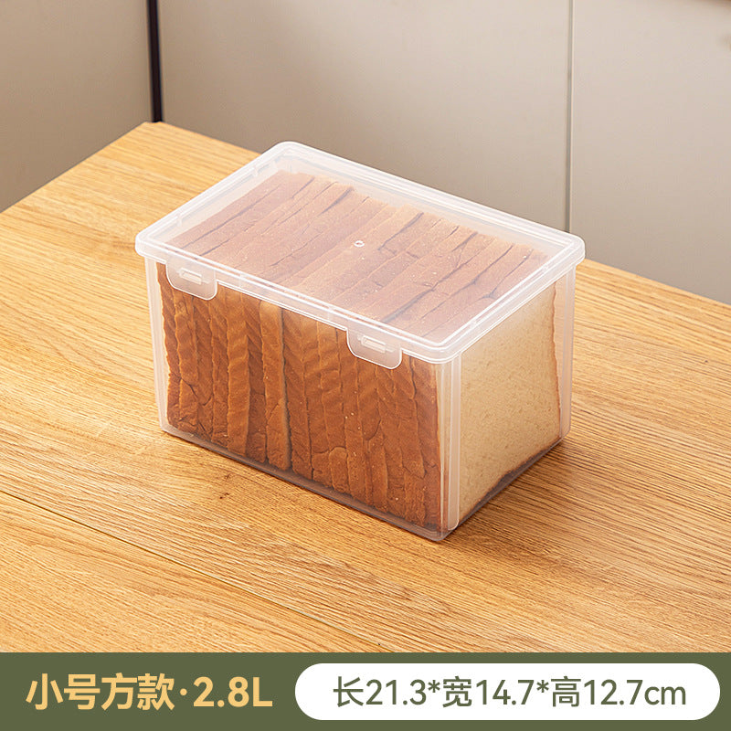Household kitchen refrigerator crisper food grade transparent with lid plastic sealed multigrain toast bread storage box