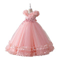 Export girl dress mesh long mesh through flower classyelegancein stock 8 to 12 years old clothing wholesale in stock