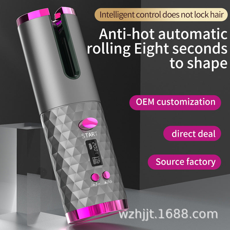 Cross-border, portable usb charging automatic curling iron multi-function intelligent wireless LCD lazy curling iron manufacturer