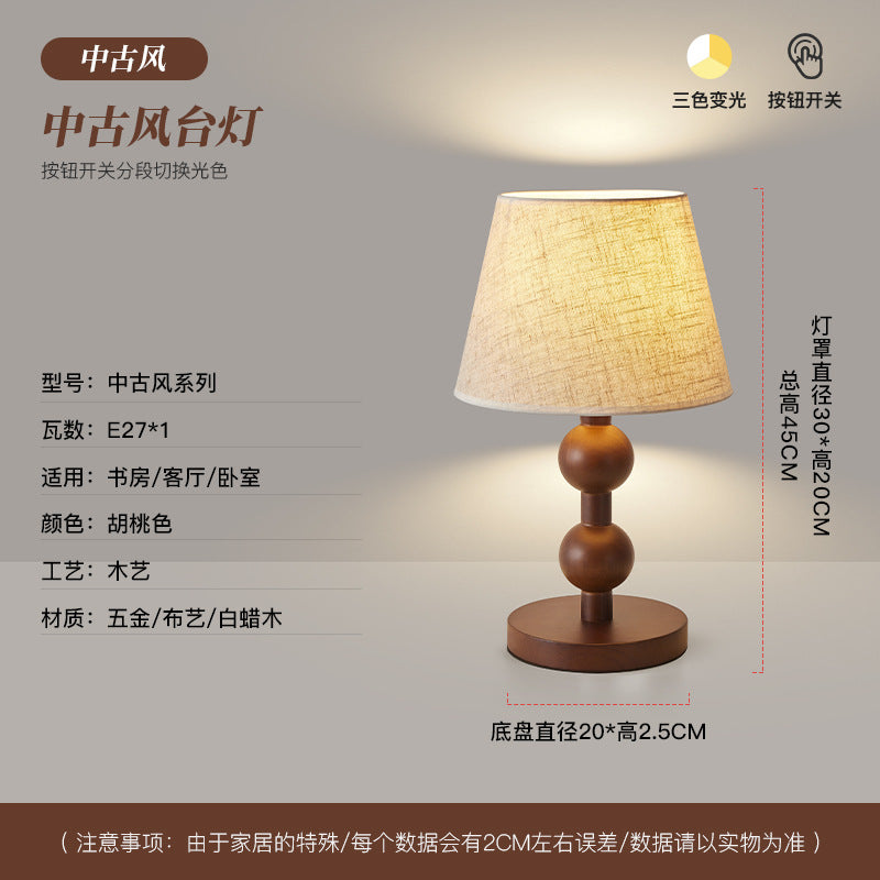 [Strict selection] American retro desk lamp bedside lamp antique master bedroom atmosphere high-end ash wood Chinese study