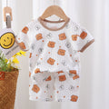 New summer children's loungewear set: lightweight casual cotton pajamas for boys and girls - perfect for air conditioning. two-piece set
