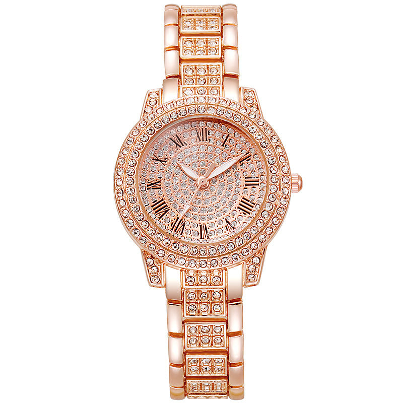 Live broadcast of the most popular diamond-encrusted roman pattern women's watch, bracelet, cornucopia, women's model, one-piece dropshipping source