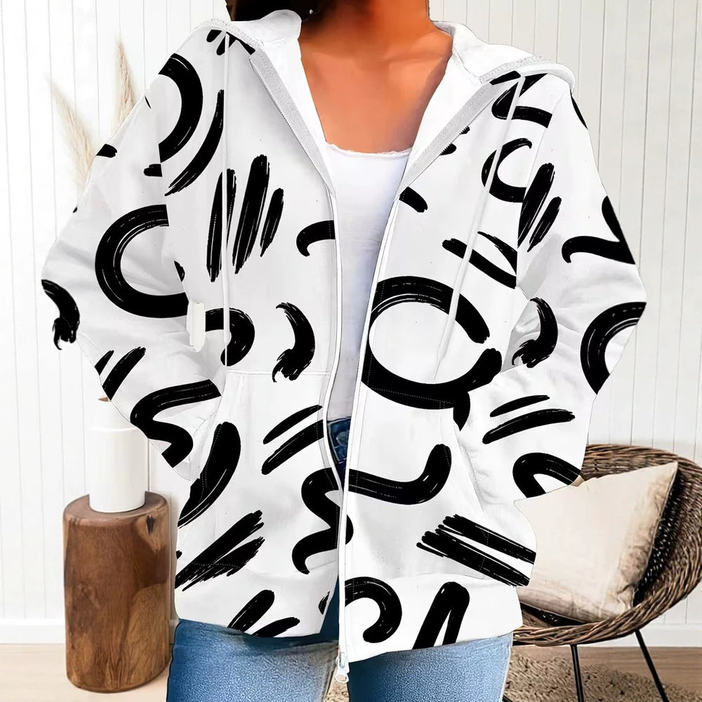 hot-selling plus-size women's zip-up hoodie, new casual long-sleeve hooded sweatshirt jacket, dropshipping available