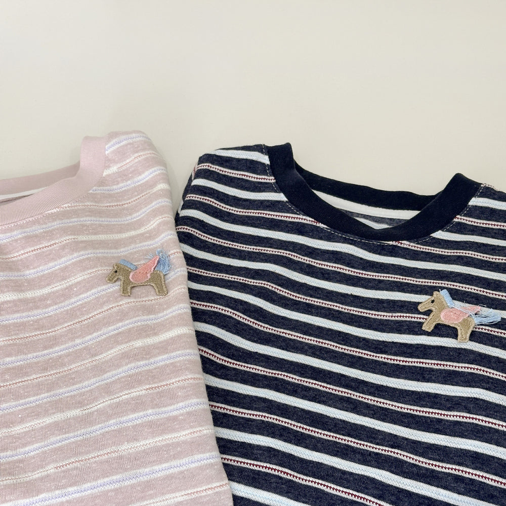 【summer clearance with free shipping】 new striped lace trim short sleeve t-shirt for women - spring/summer designer style