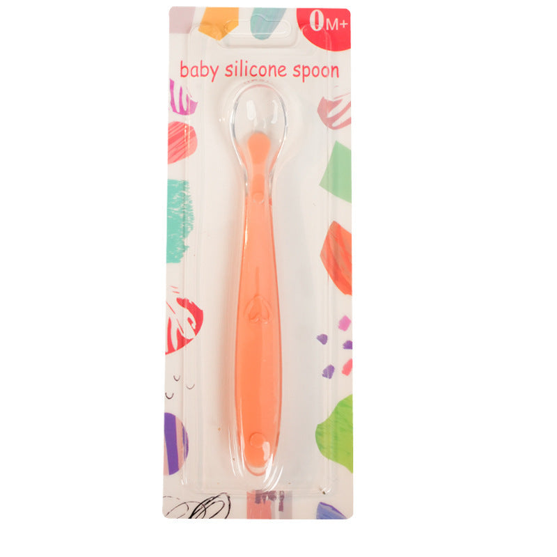 English card pack, baby silicone spoon, soft head spoon, baby training spoon, children's tableware cartoon silicone spoon