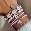 Wholesale seashell bracelet jewelry - cross-border summer ocean style starfish bracelet - trendy pink polymer clay pearl bracelet for women