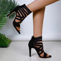 fashionnew arrival elastic band thin heel sexy sandals women's exportplus size roman back zipper cut out high heels