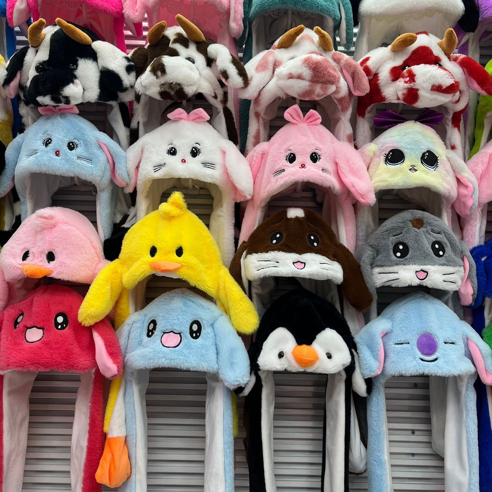 popular airbag that can move when pinching the ears, cartoon rabbit hat, various wholesale luminous children's toys, family hats