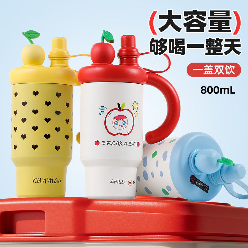 Influencer-approved new giant insulated tumbler: 316 stainless steel straw water bottle, high-style, large capacity, car-ready ice tumbler